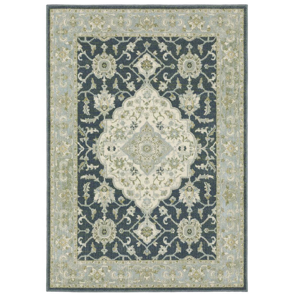 Brixworth Blue/Ivory 5 ft. x 7 ft. Traditional Oriental Medallion Polypropylene Indoor Area Rug price history on PriceWatchPro