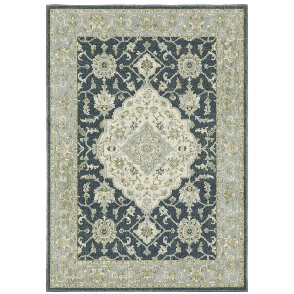Brixworth Blue/Ivory 8 ft. x 10 ft. Traditional Oriental Medallion Polypropylene Indoor Area Rug price history on PriceWatchPro