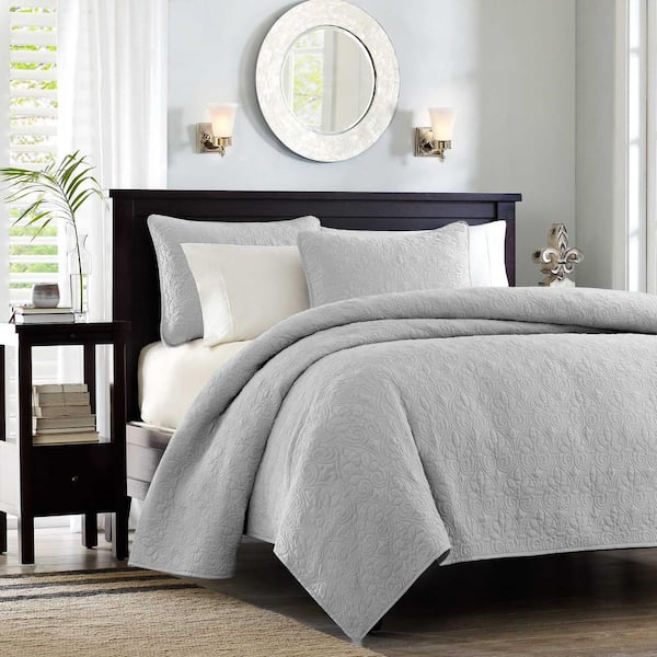 Madison Park Mansfield 3-Piece Grey Full/Queen Coverlet Set