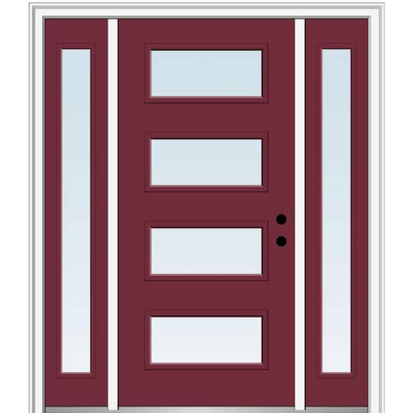 MMI DOOR 64.5 in. x 81.75 in. Celeste Left-Hand Inswing 4-Lite Clear Low-E Painted Fiberglass Prehung Front Door with Sidelites