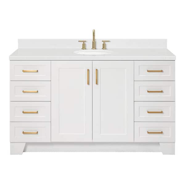 Taylor 60 in. Single Sink Freestanding Bathroom Vanity in White with Carrara White Quartz Top