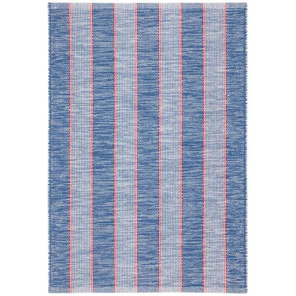 5 ft. x 8 ft. Denim Hillsgrove Stripe Handwoven Cotton Indoor Area Rug