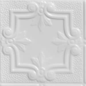 Take Home Sample - Antoinette White 1 ft. x 1 ft. Decorative Tin Style Lay-in Ceiling Tile (1 sq. ft./case)