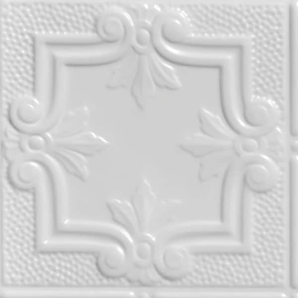 Take Home Sample - Antoinette White 1 ft. x 1 ft. Decorative Tin Style Lay-in Ceiling Tile (1 sq. ft./case)