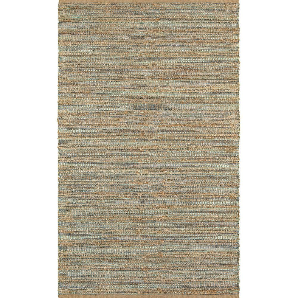 Natural Jute and Chenille Tan/Teal/Gray 5 ft. x 7 ft. 9 in. Handwoven Area 