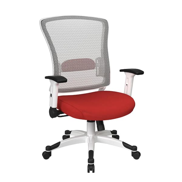 Office Star Products SPACE Seating Mesh Adjustable Height Cushioned Swivel Tilt Ergonomic Managers Chair in Red with Adjustable Arms