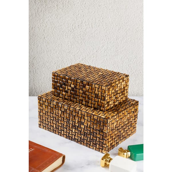 GAURI KOHLI Nomad Brown Decorative Boxes (Set of 2)