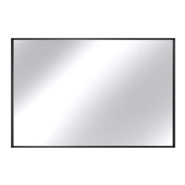 48 in. W x 32 in. H Rectangular Framed Wall-Mounted Bathroom Vanity Mirror in Matte Black