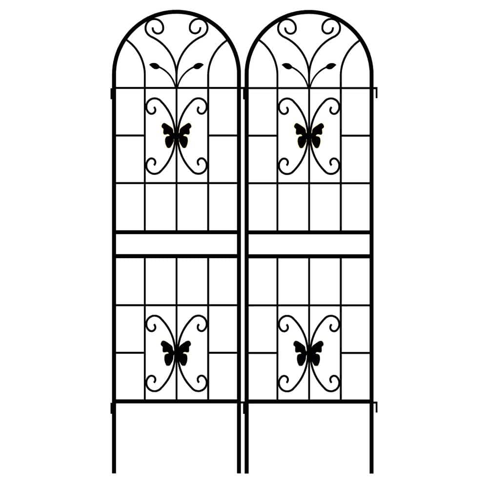 71 in. x 19.7 in. Double Protection Metal Garden Trellis for Climbing Plants Outdoor Flower Support in Black (2-Pack) price history on PriceWatchPro