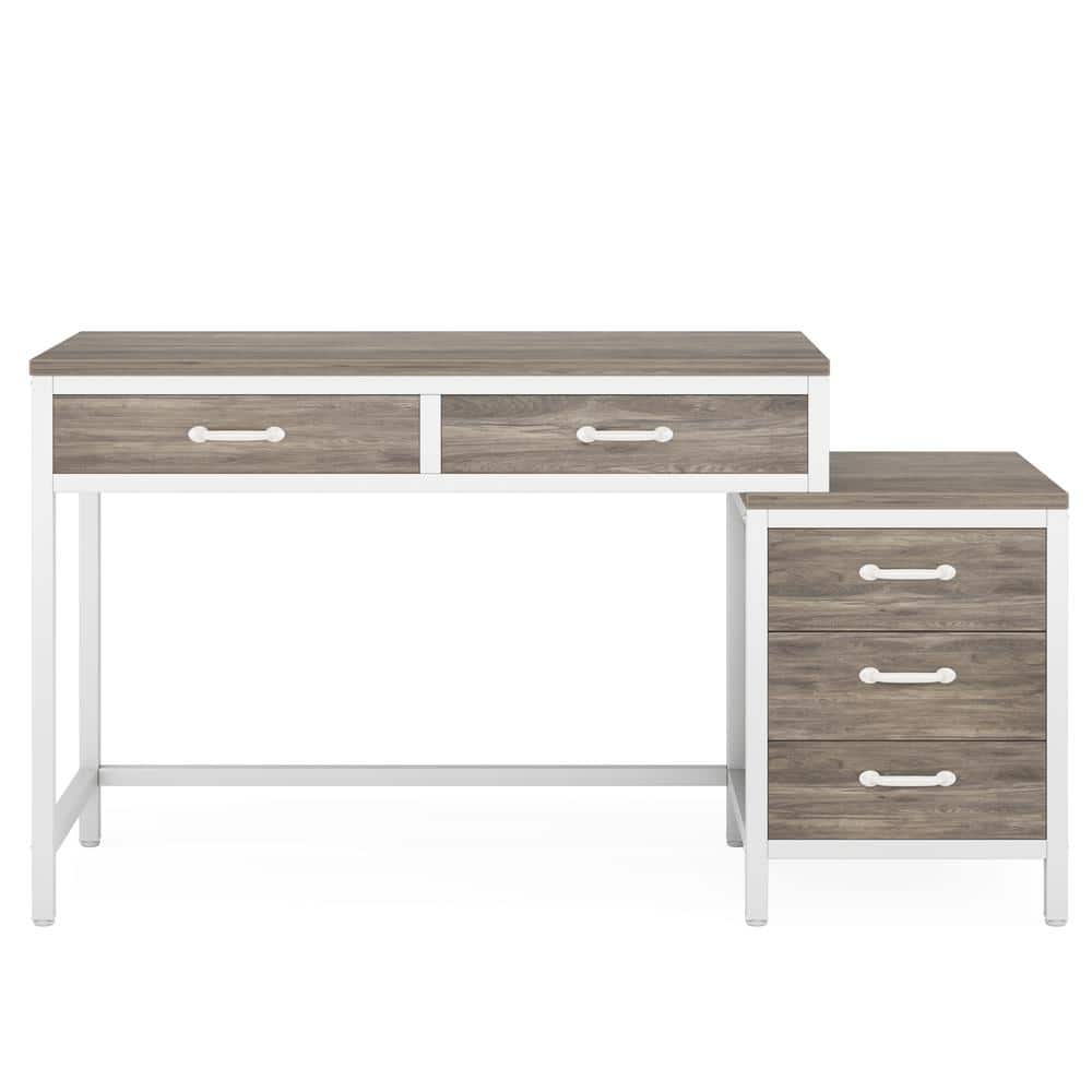 Ellie 5-Drawer Gray and White Makeup Vanity Desk Dressing Table Without Mirror price history on PriceWatchPro