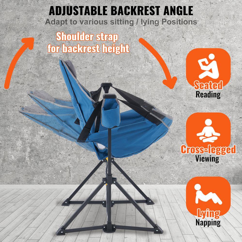 Blue Mesh and Steel Reclining Camping Hammock Chair
