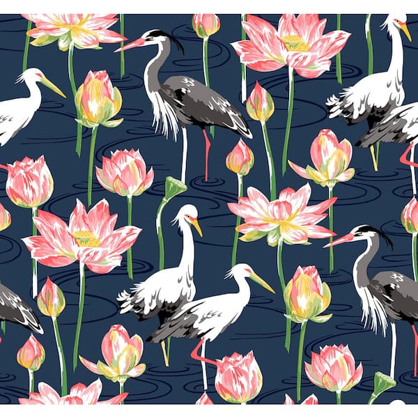 A-Street Prints Barton Navy Heron Wallpaper