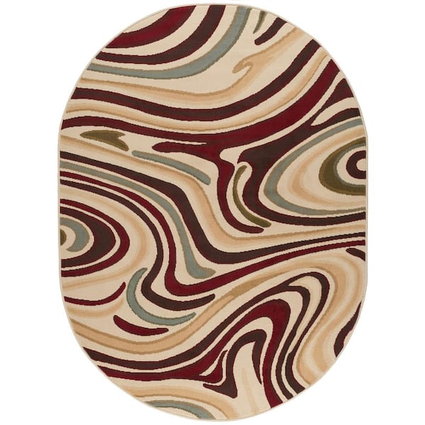 Tayse Rugs Laguna Abstract Multi-Color 5 ft. x 8ft. Oval Indoor Area Rug
