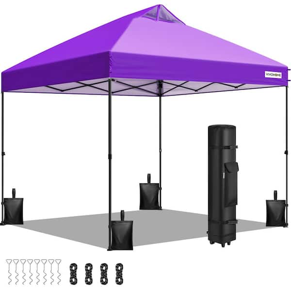 VIVOHOME 10 ft. x 10 ft. Portable Outdoor Purple Pop-Up Canopy