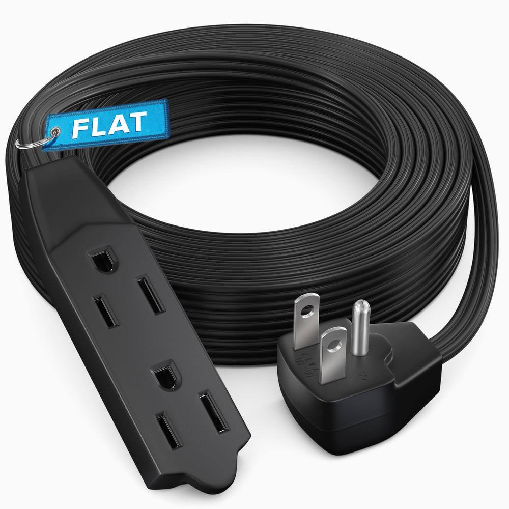 20 ft. 16/3 Light Duty Indoor Extension Cord Flat Plug Flat Wire 3-Outlet, 13Amps, Black price history on PriceWatchPro