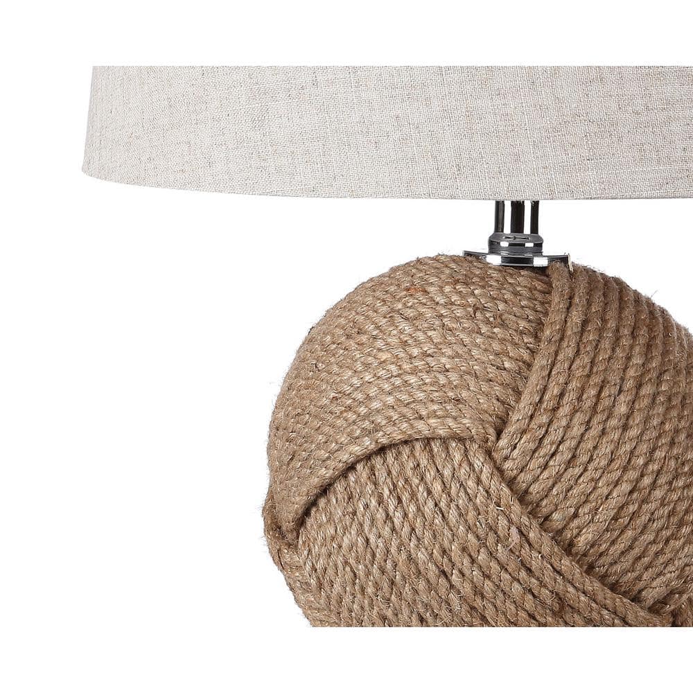 Monkey's Fist 24" Knotted Rope Coastal Table Lamp with Flax Shade