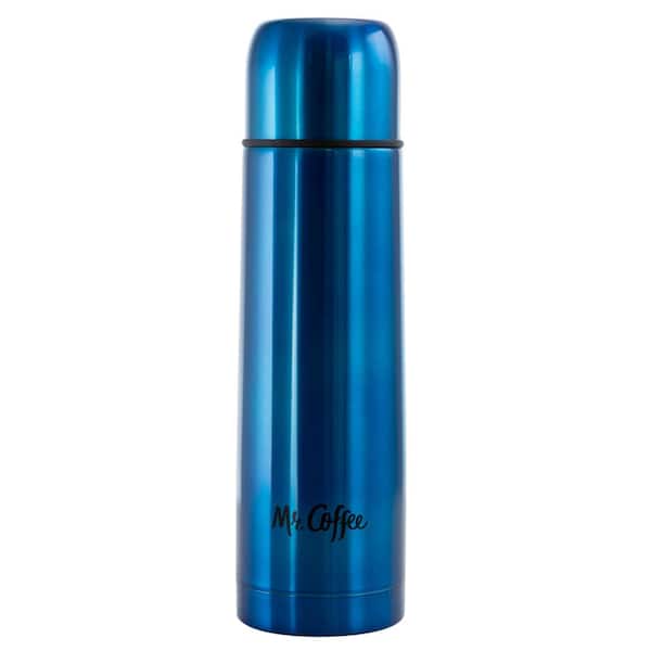 Mr. Coffee Javelin 15.5 Ounce Blue Stainless Steel Double Wall Thermal Travel Bottle To Go Coffee Mug