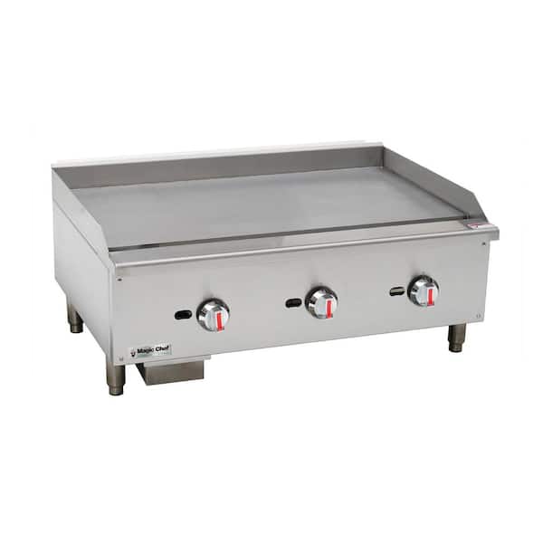 Magic Chef 36 in. Commercial Thermostatic Countertop Gas Griddle in Stainless Steel