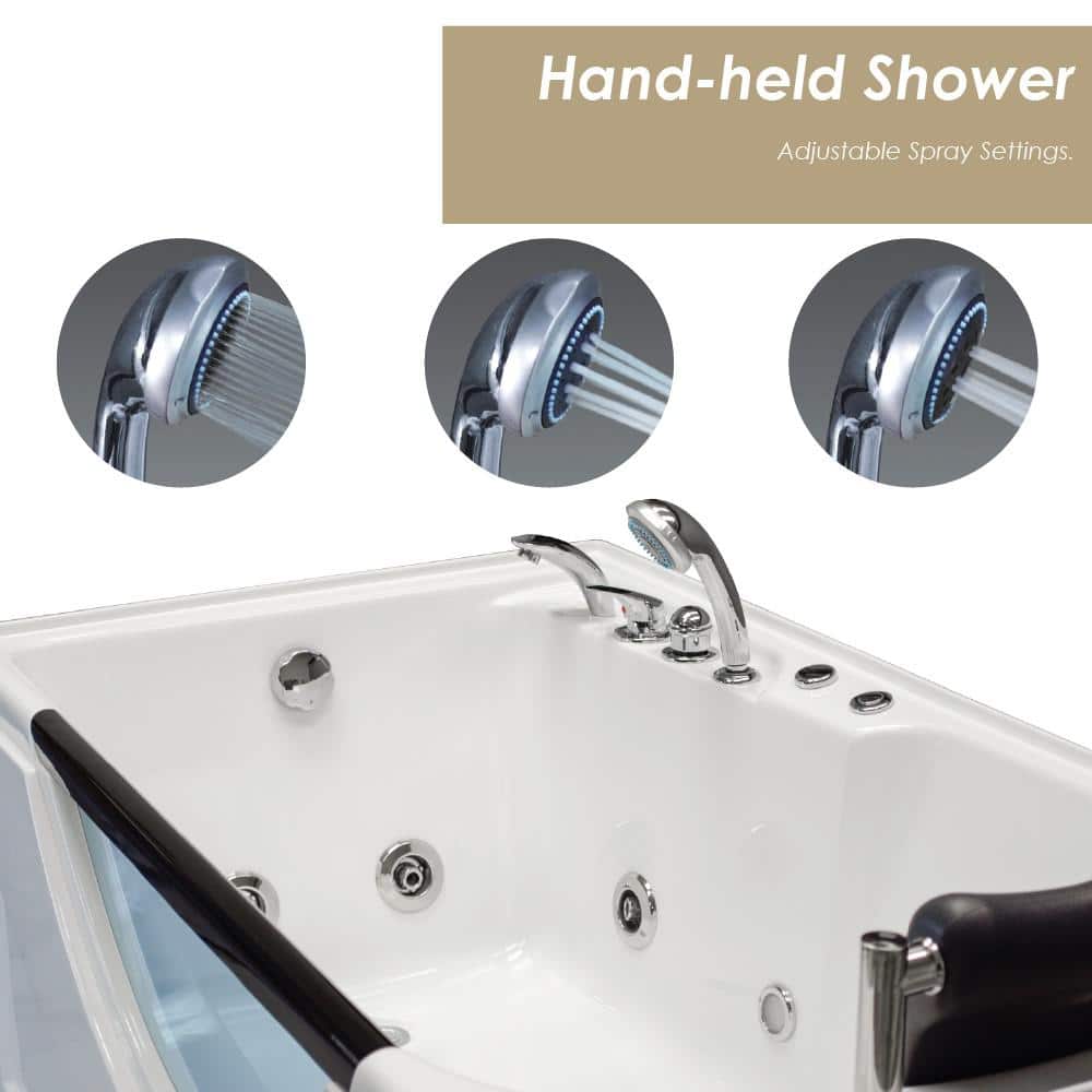 Lexi 59.5" White Acrylic Rectangular Alcove Whirlpool Bathtub with Jets