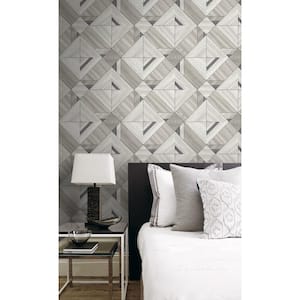 Wood Tiles Soft Grey Paper Non-Pasted Strippable Wallpaper Roll (Cover 56.05 sq. ft.)