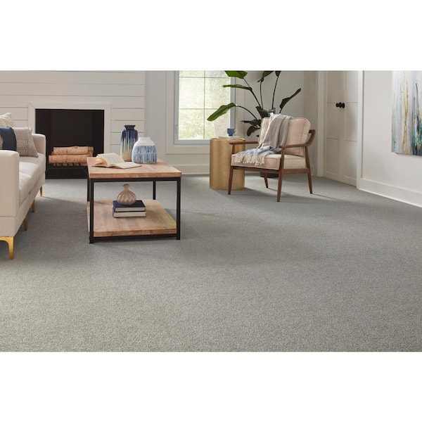 Still in Love I Soft Tone Grey 39 oz. Blend Texture Installed Carpet