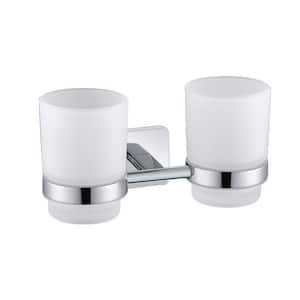 Wall Mounted Double Toothbrush Holder with Tumbler in Poilshed Chrome