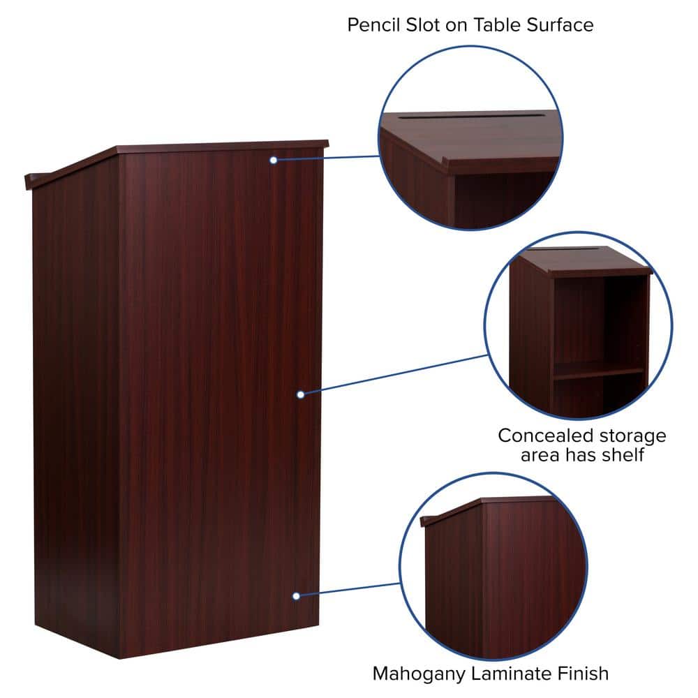 Mahogany Finish Adjustable Shelf Standing Lectern