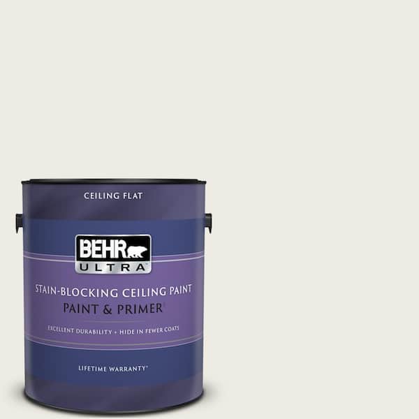 BEHR ULTRA 1 gal. #PPU7-12 Silky White Ceiling Flat Interior Paint & Primer