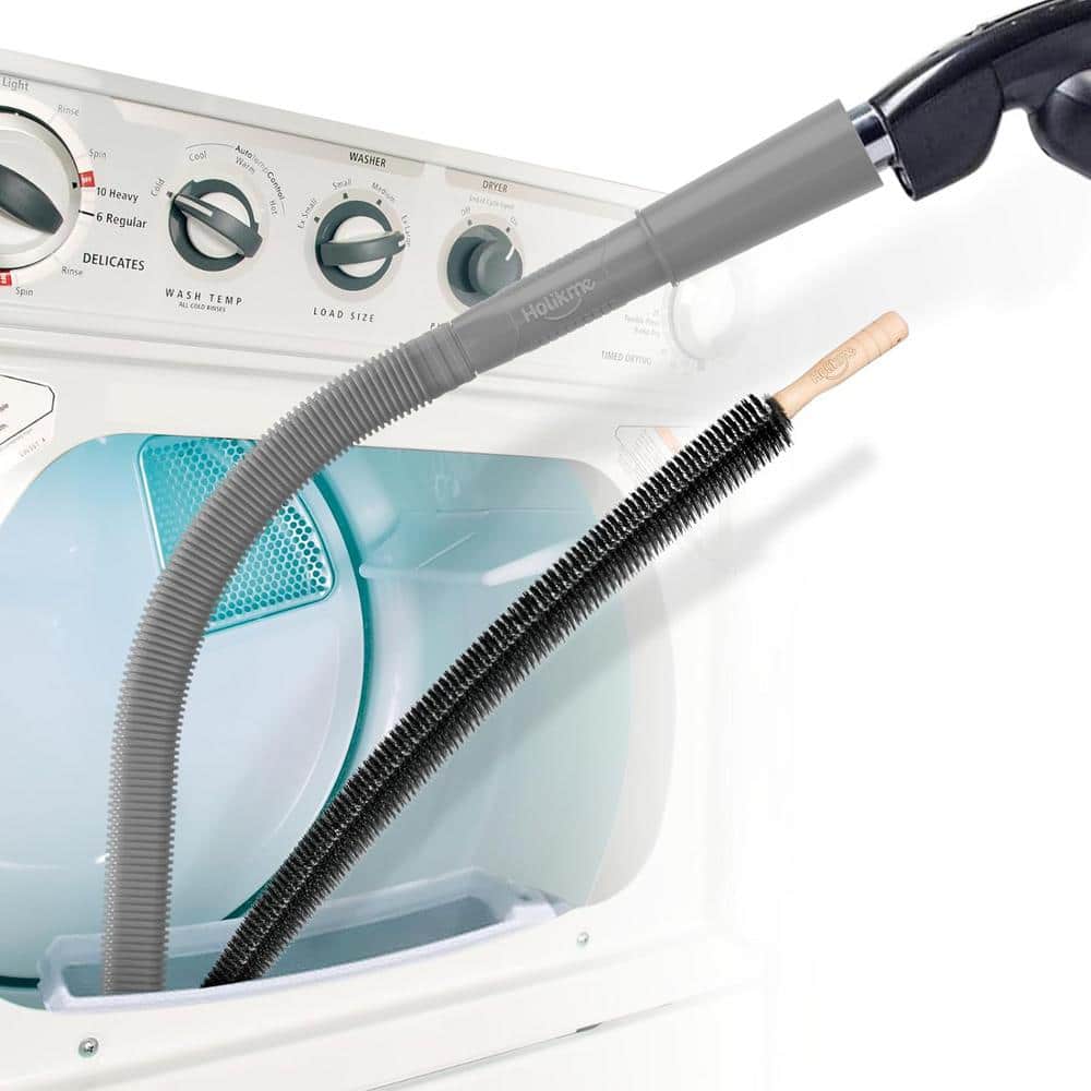 Gray Dryer Lint Vacuum Attachment and Flexible Brush Kit (2-Pieces)