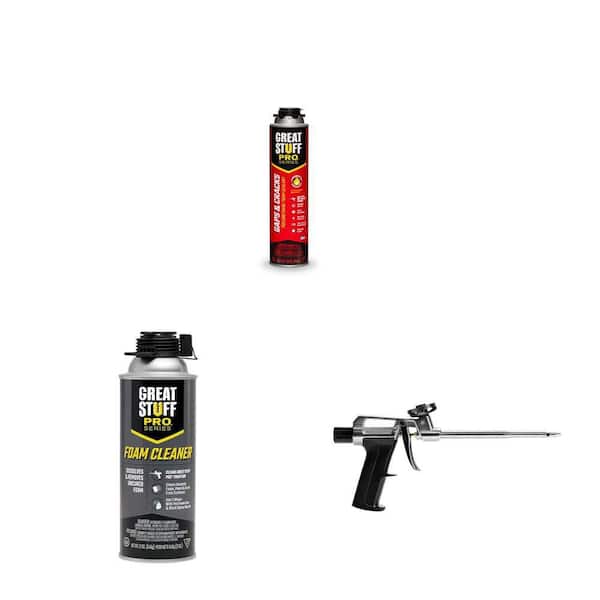 12 oz Insulating Spray Foam Sealant with Dispensing Gun, Foam Cleaner and 24 oz Gaps and Cracks Sealant