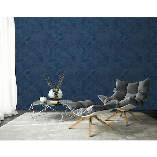 Spatula Effect Bleu Paper Non-Pasted Strippable Wallpaper Roll (Cover 56.05 sq. ft.)