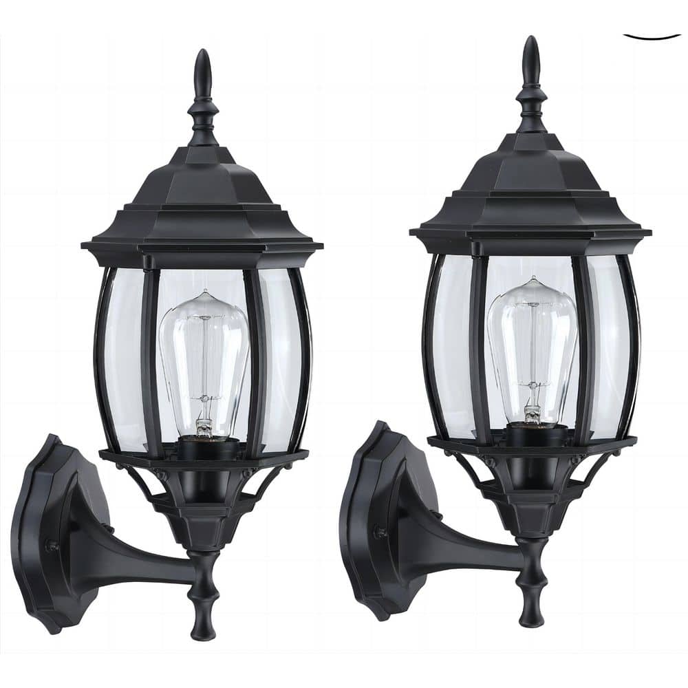 KA 1-Light 17 in. Matte Black Outdoor Hardwired Wall Lantern Sconce with No Bulbs Included (2-Pack) price history on PriceWatchPro