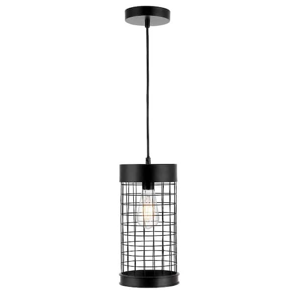 WINGBO 1-Light Industrial Hanging Cage Pendant Lights, Vintage Open Retro Style, Black Finish