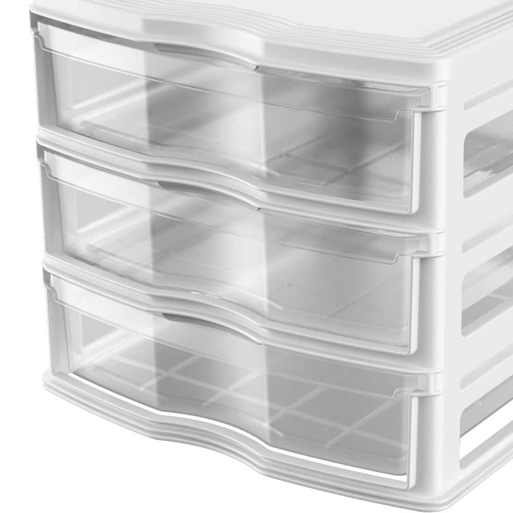 White 3 Drawer Stackable Plastic Storage Organizer