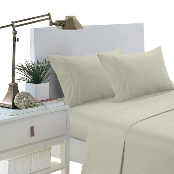 Unbranded Brushed Extra Soft 1800 Series Luxury Embossed Deep Pocket Sheet Set - Queen, Ivory