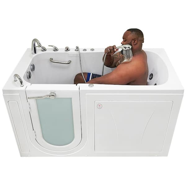 Ella Big4One 66 in. MicroBubble, Whirlpool and Air Bath Walk-In Bathtub in  White, Independent Foot Massage, Dual Drain OA3366TM5PL - The Home Depot