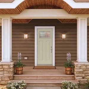 30 in. x 80 in. 6 Lite Craftsman Desert Sand Painted Steel Prehung Right-Hand Outswing Front Door w/Brickmould