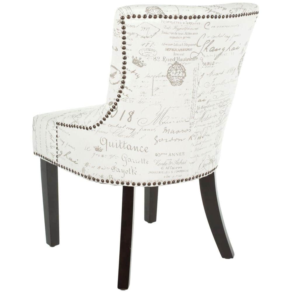 Lotus White and Gray Linen Upholstered Side Chair