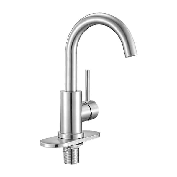 Single Handle Kitchen Sink Faucet, Brushed Nickel Faucet with Anti-Splash Aerator, High Arc Spout for Bathroom, Bar Sink