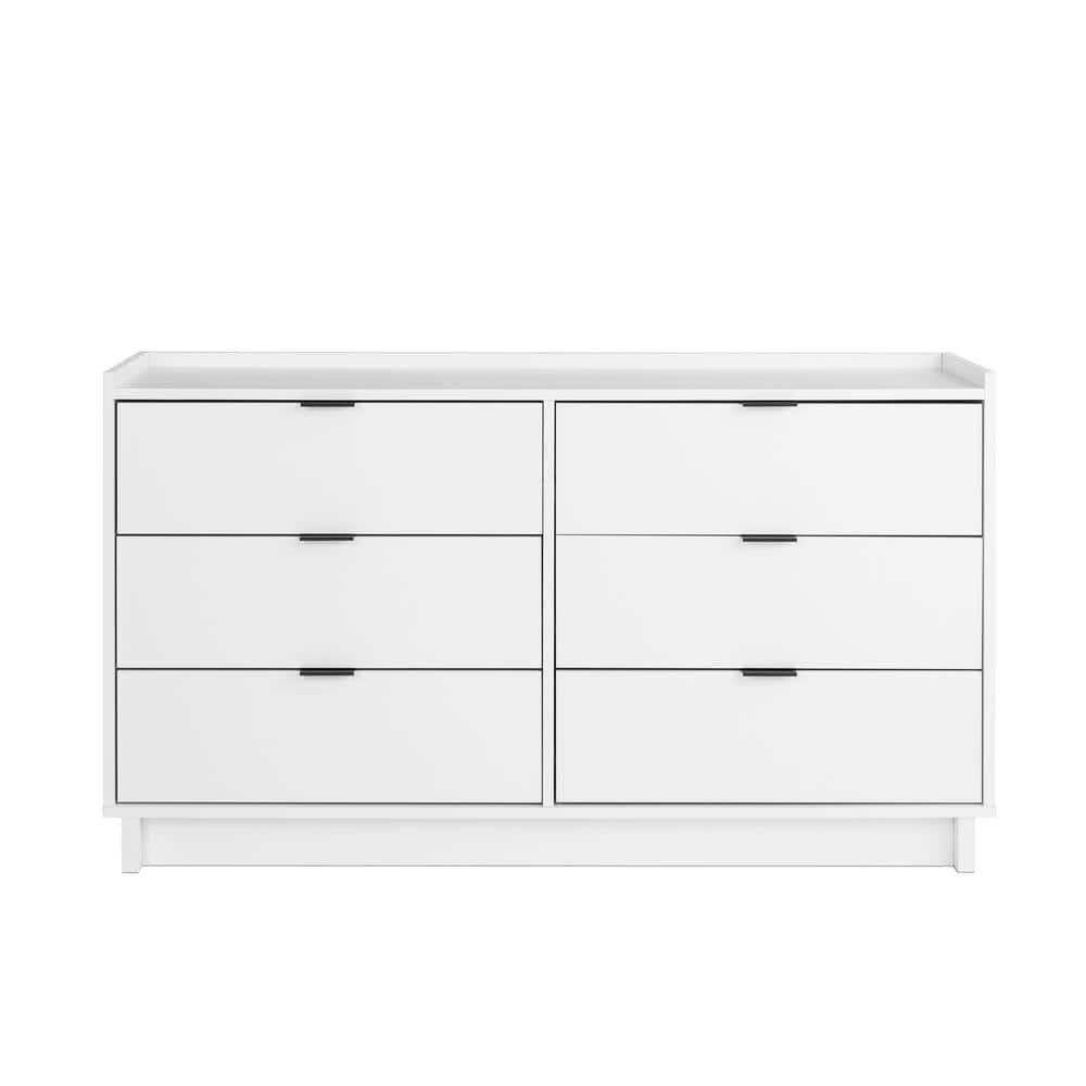 Prepac Simply Modern White 6Drawer 52.5 in. W Dresser WDBR18061