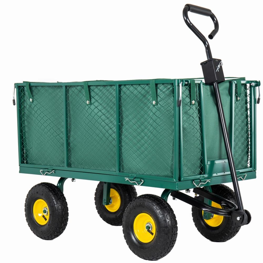6 cu. ft. Steel 3-in-1 Utility Wagon Garden Cart with Removable Liner & Side Panels & Mesh Tray in Green price history on PriceWatchPro