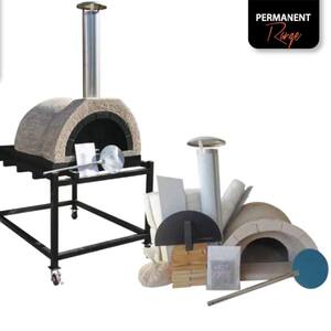 50 in. D x 39 in. W x 25 in. H DIY Wood Fired Outdoor Pizza Oven - Includes SS Flue and Black Door