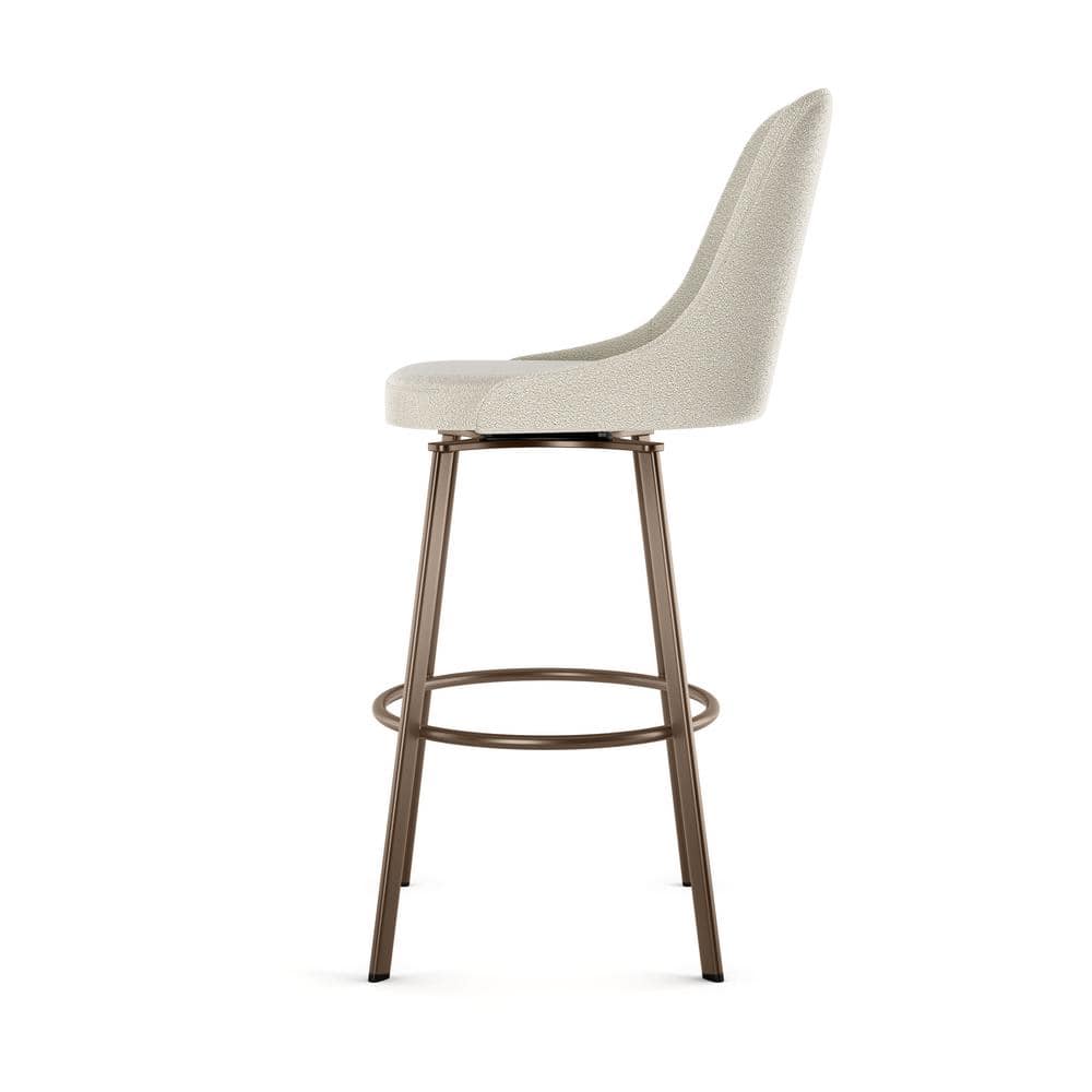 Harper Cream Bouclé Swivel Counter Stool with Bronze Metal Frame