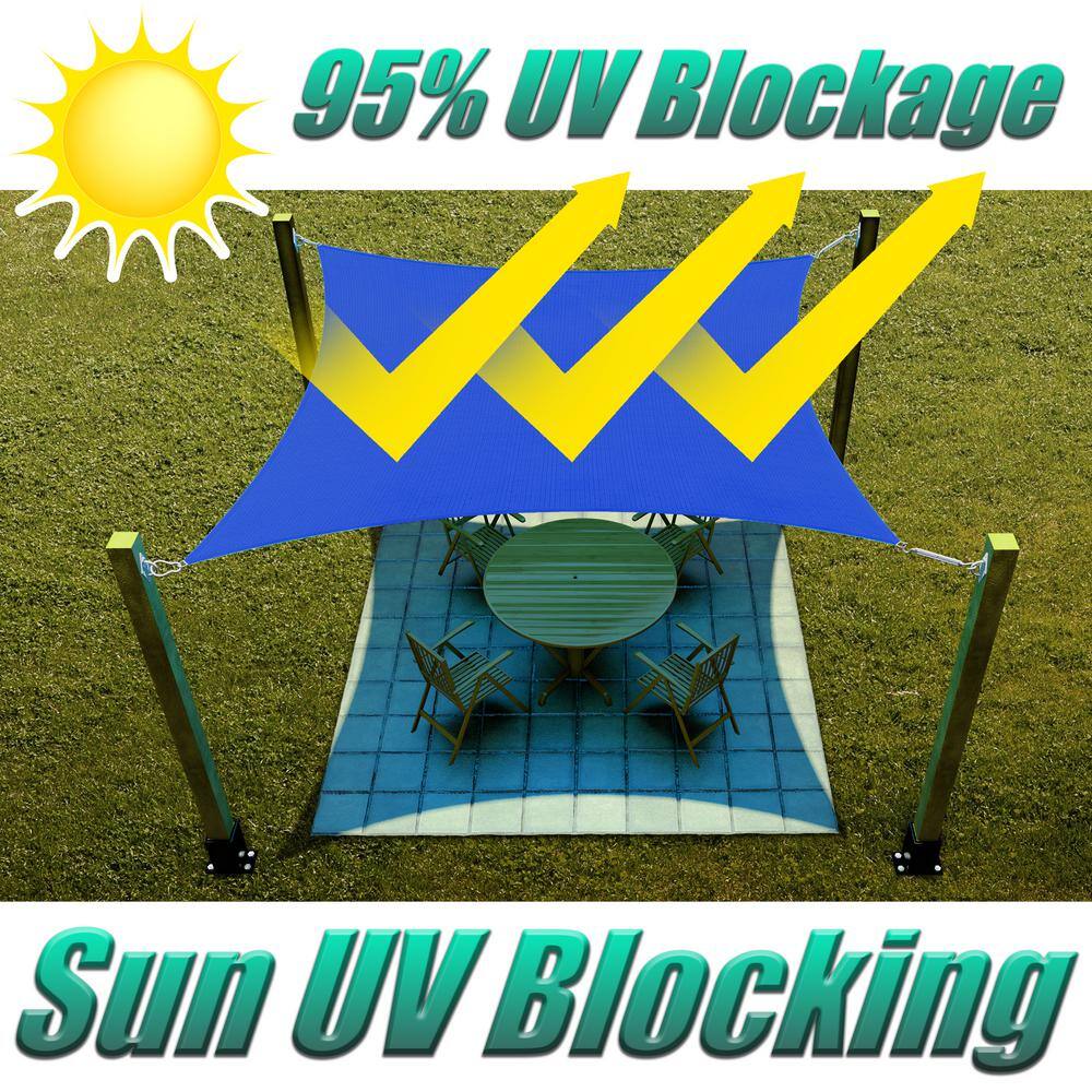 8' x 12' Blue HDPE Rectangle Sun Shade Sail Canopy