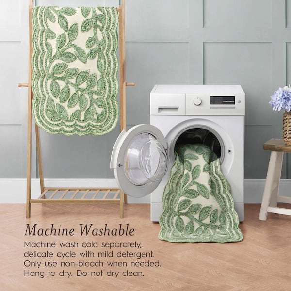 Laura Ashley Leaf Vine 2 ft. x 3 ft. Sage Green Floral Area Rug