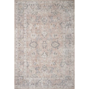 Natalie Grey Blush 8 Ft. x 10 Ft. Shabby Chic Distressed Printed Area Rug