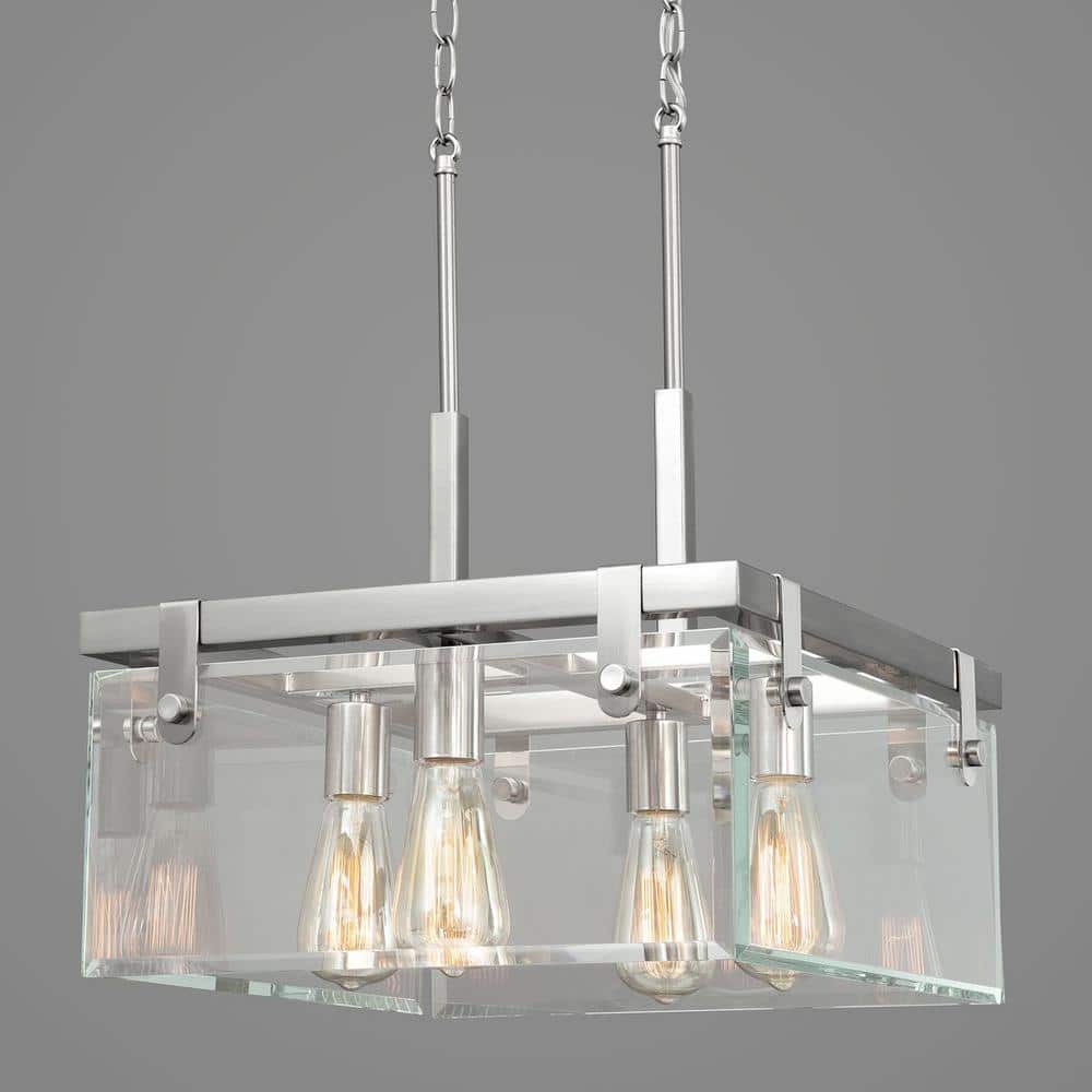 Modern Glayse 16.75" Brushed Nickel Beveled Glass Light Fixture
