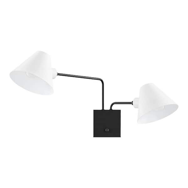 Home Decorators Collection Hitching 33.375 in. 2-Light Matte Black Wall Sconce