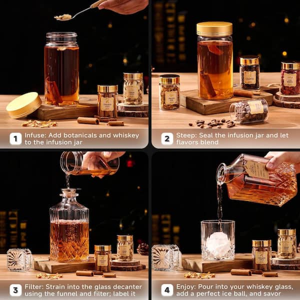 Wudkey Whiskey Infusion Kit Gifts for Men, 12 Natural Ingredients