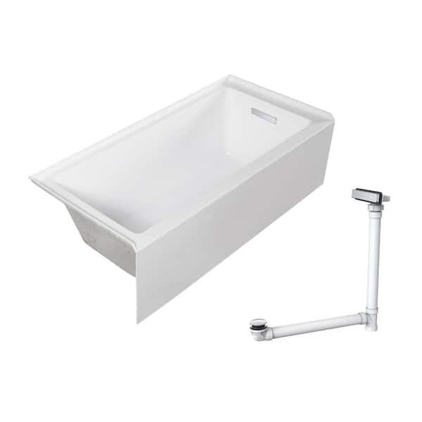 Unity AFR 60 in. x 32 in. Soaking Bathtub with Right Drain in White/Polished Chrome